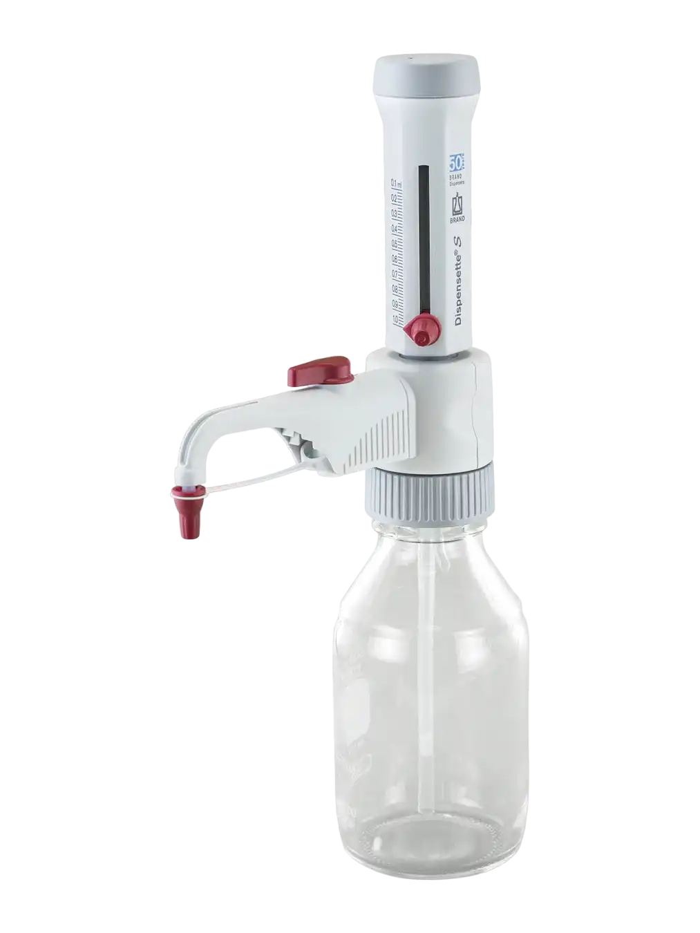 Bottle-Top Dispenser, Dispensette® S, With Recirculation Valve 0,5-5 ml Adjustable Volume (Analog), 0,025 ml Accuracy, 0,1 ml Subdivision