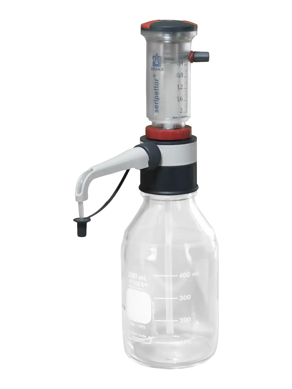Bottle-Top Dispenser, Seripettor®, W/O Valve 0,2-2 ml Adjustable Volume (Analog), 0,024 ml Accuracy, 0,04 ml Subdivision