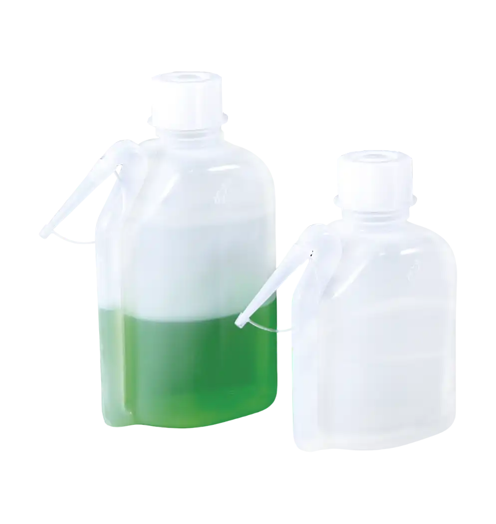 Wash Bottle, P.E, Integral, Clear Body, White Cap, Integral Moulded Delivery Tube, 250 ml Volume