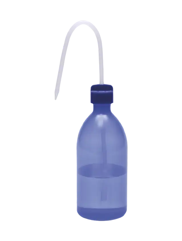 Wash Bottle, P.E, Narrow Neck, Blue Body, Blue Cap, 500 ml Volume