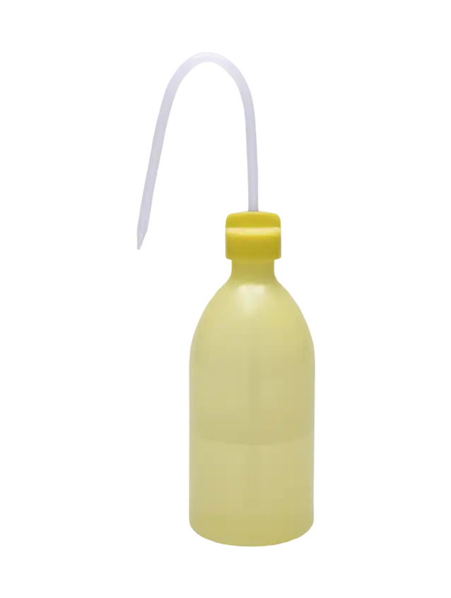 Wash Bottle, P.E, Narrow Neck, Yellow Body, Yellow Cap, 500 ml Volume